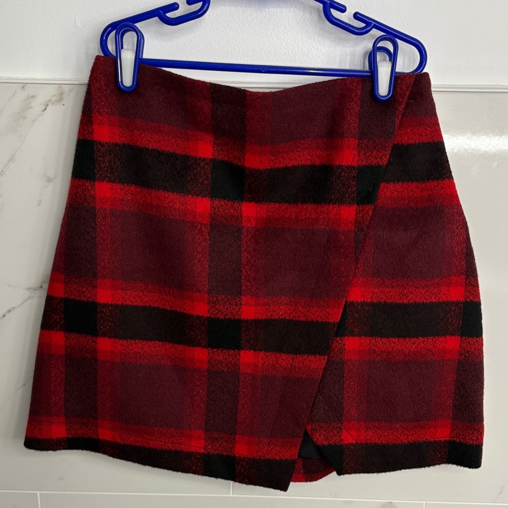 Abercrombie & Fitch Red and Black Plaid Mini Skirt